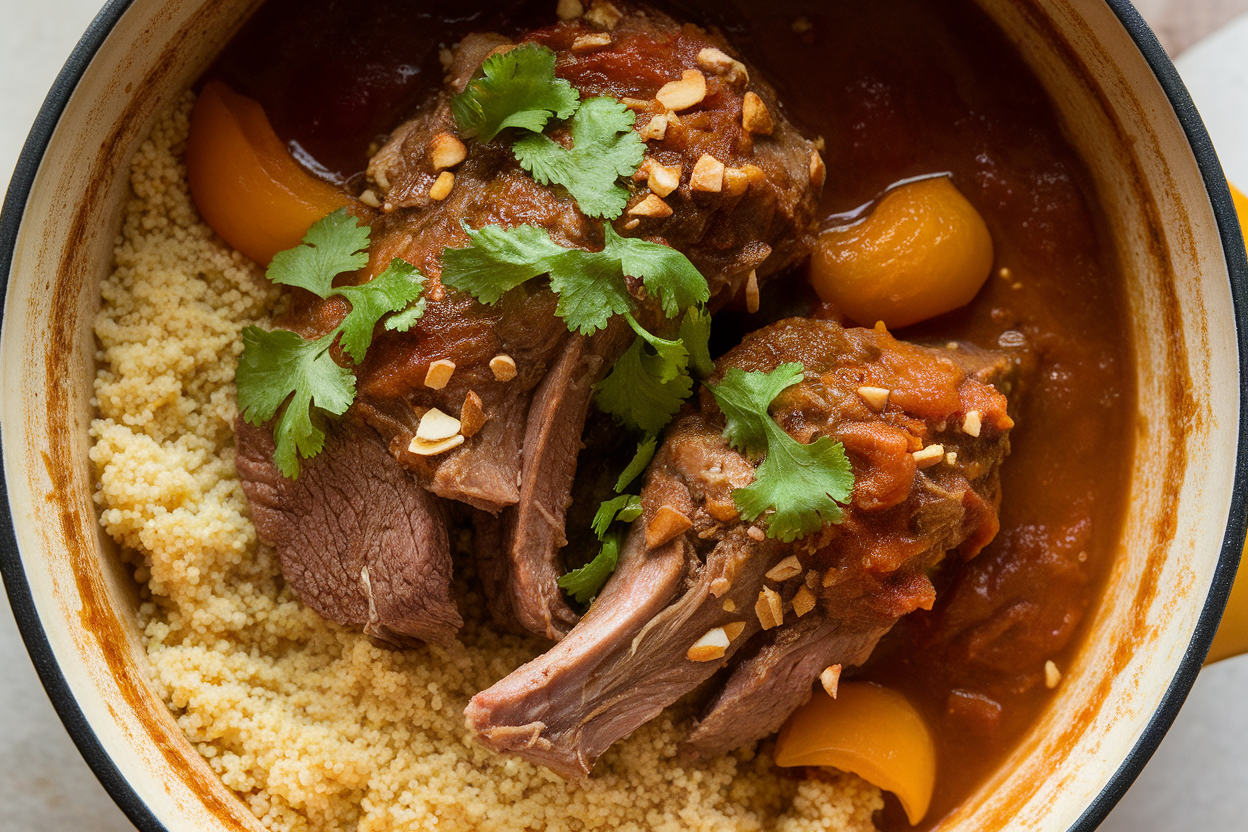 Slow-Cooked Moroccan Lamb Tagine with Dried Apricots and Almonds