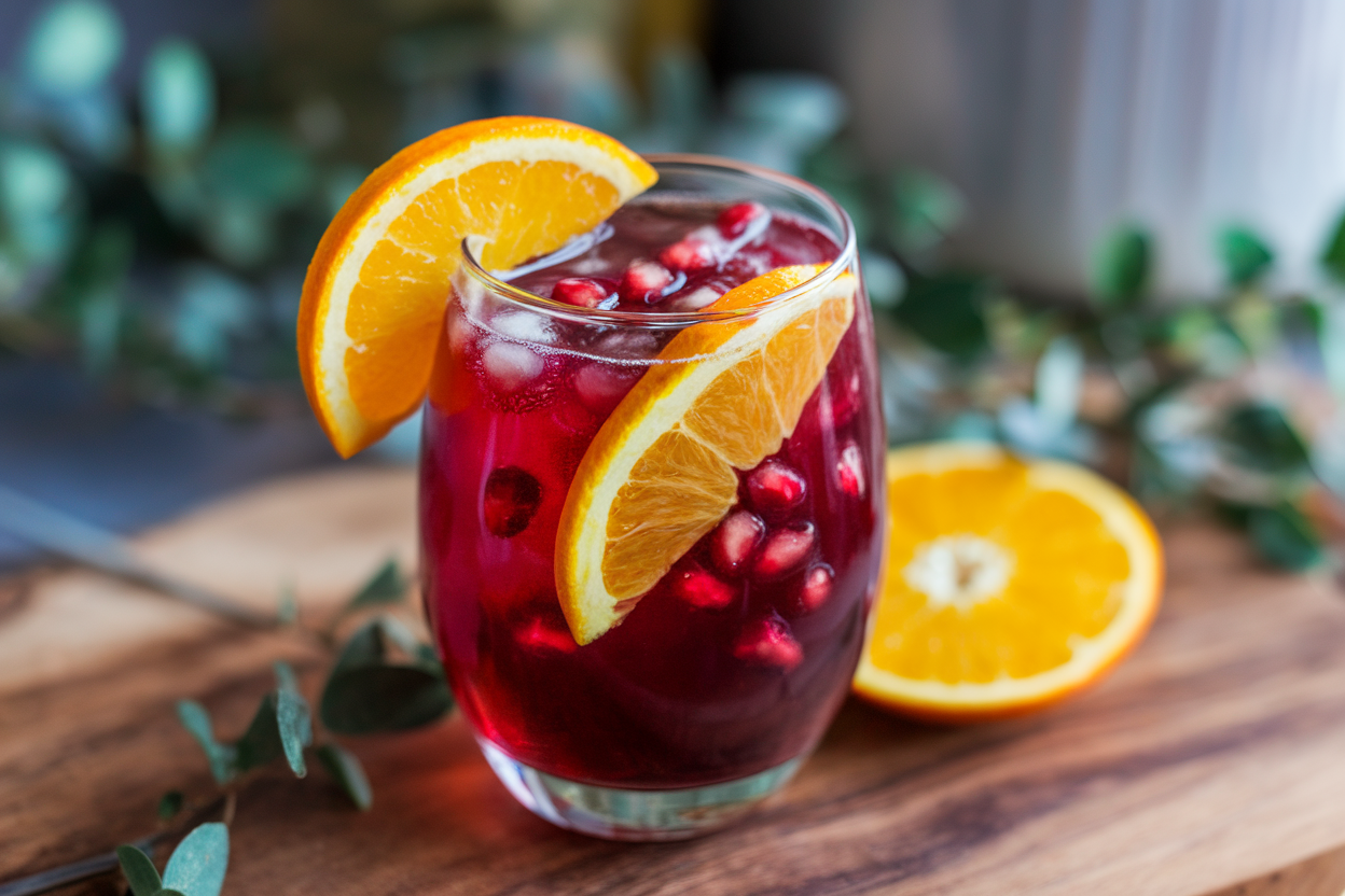 Chilled Pomegranate and Orange Spritzer