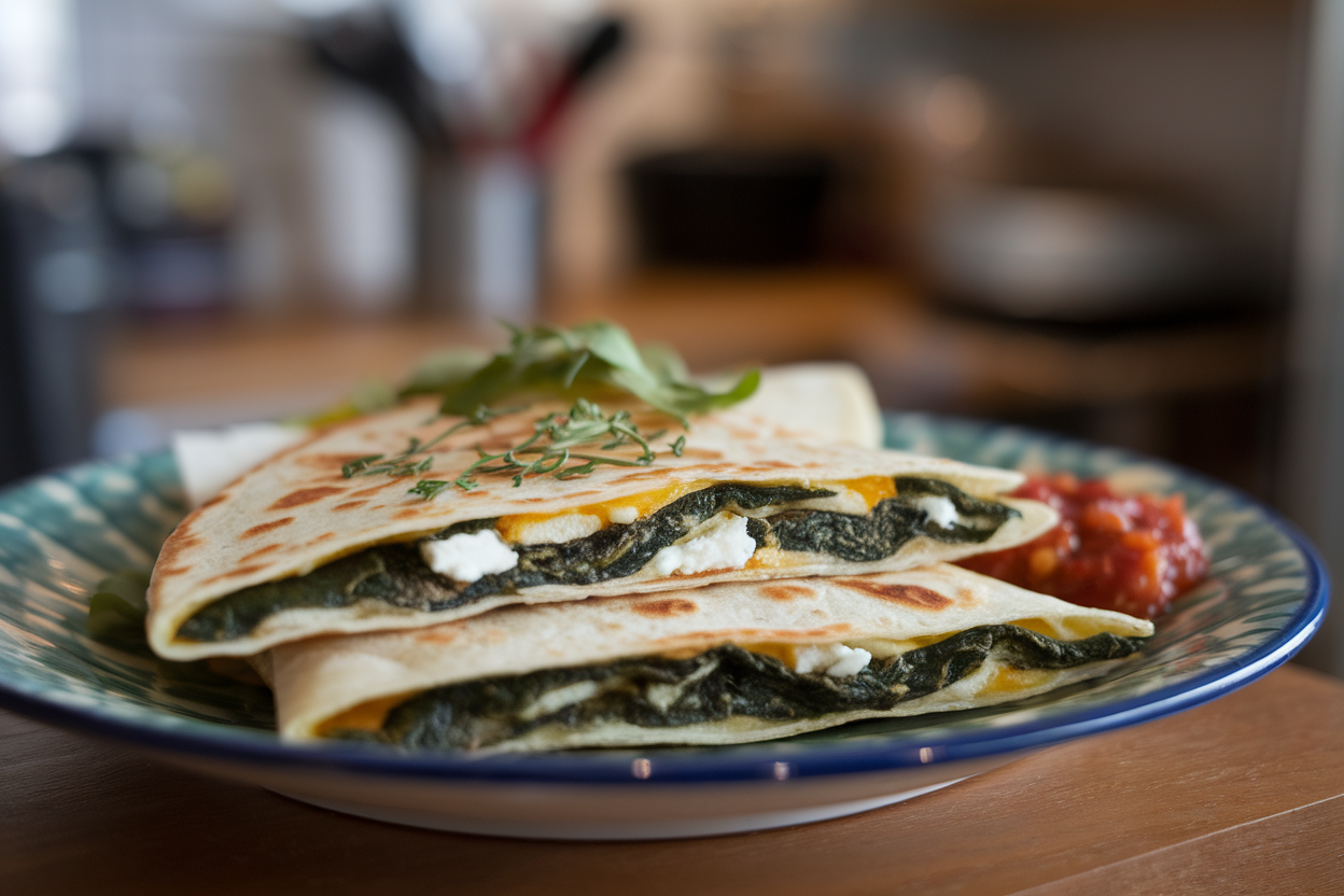 Spinach & Feta Breakfast Quesadillas